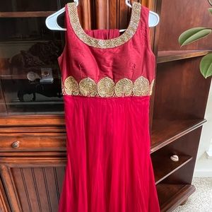 Red and Gold Anarkali Dress Suit Indian